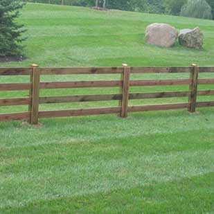 custom built wood rail fence