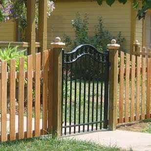 custom built arched wooden fence